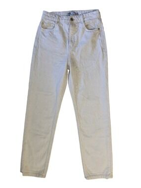 ZARA Off White High Waisted Straight Leg Jeans Size 4 | Mom Fit Denim
